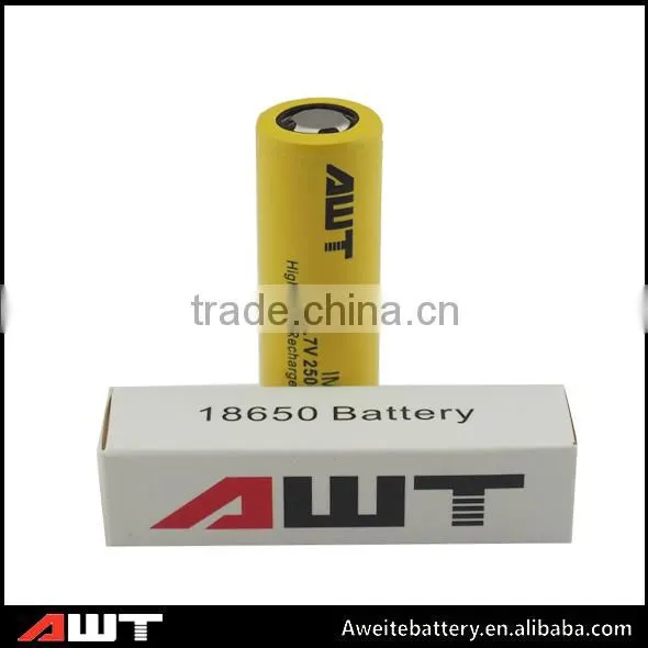 OEM accepted AWT 18650 2500mah 35A 3.7v sub ohm kit battery segway High capacity camera battery
