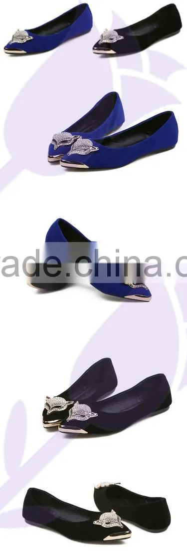 2015 spring newest european and american shallow mouth beaded flat pointed shoes women shoes