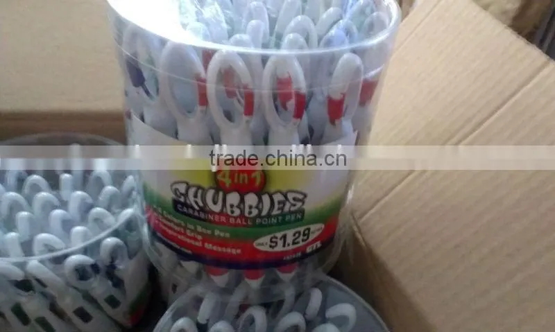 High quality novelty BIC plastic 4 color carabiner pen