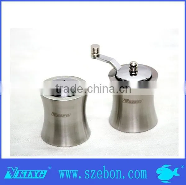 High quality stainless steel salt and pepper mill with manual button