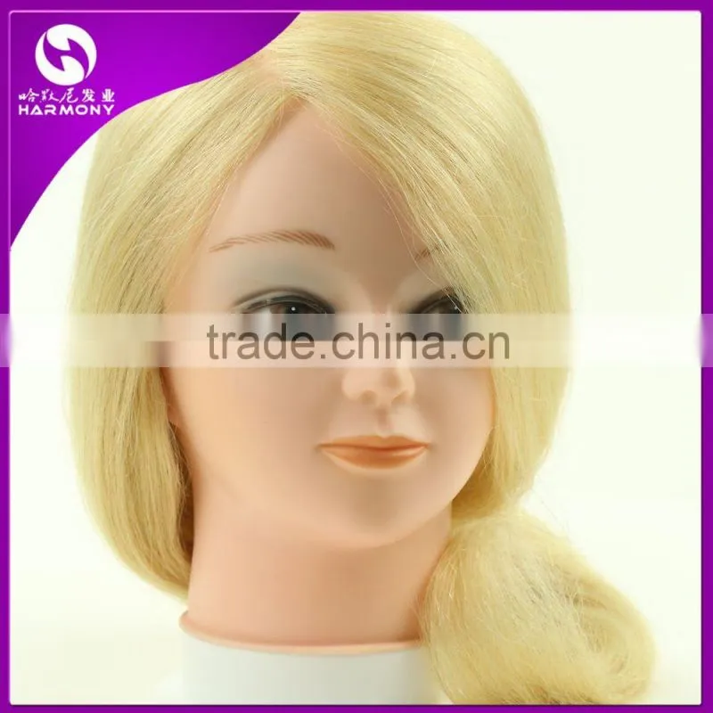 Cheap Huamn hair mannequin head for hairdressing100% human hair training doll head practice head