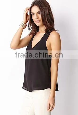 2015 H back sleeveless chiffon hot girls sexy tank top