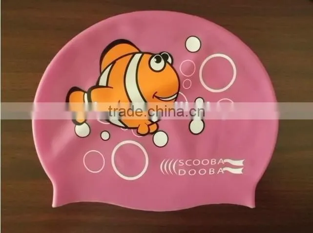 2015 hot selling different printed styles funny silicone swim cap