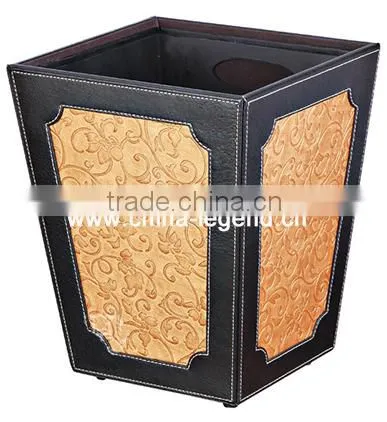 Leatherette recycling waste bin hotel room