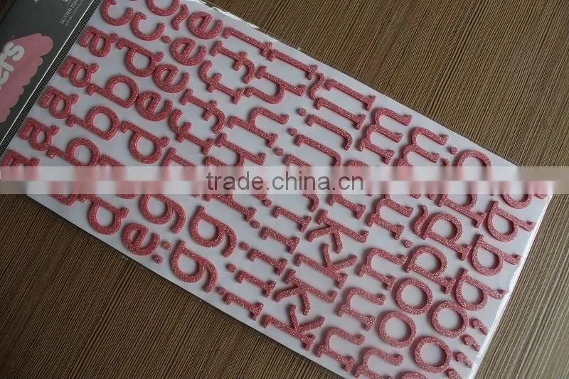 factory manufacture alphabet letter decorative glitter chipboard sticker