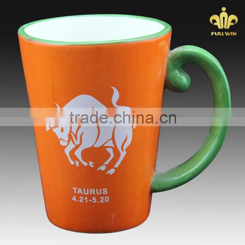 Ceramic mugs wholesale with taurus design