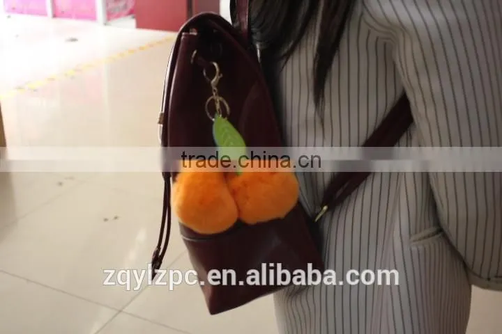 ball shape rex rabbit fur keyring/ real rex fur ball key chain with pompoms for bags