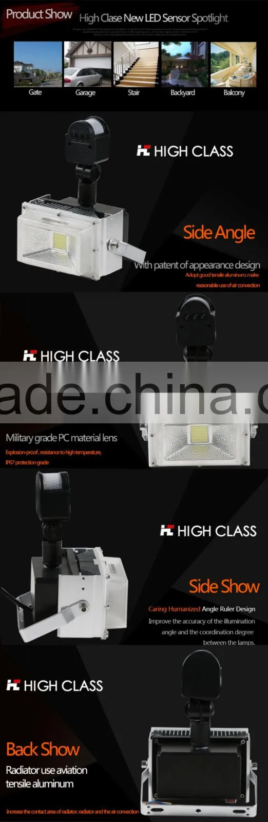 Parking Lot Gate Garage Patent Infrared Microwave 30W 40W 50W Motion Sensor LED Flood Light