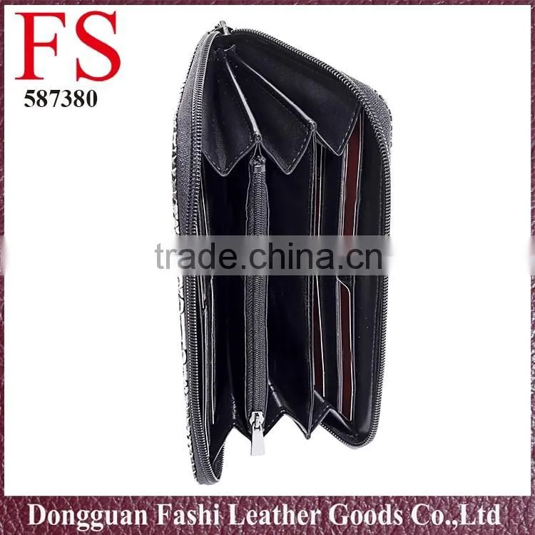 wholesale Long High Quality snacke skin pu Leather Women Wallet made in china