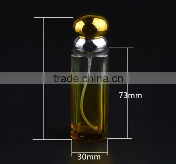 Portable travel 30 ml square glass pink perfume bottle perfume spray bottle