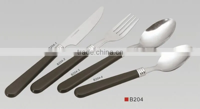 4pcs plastic cutlery set in a mesh bag