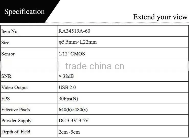adjustable focusing distance O/D 4.5mm usb camera module with metal case