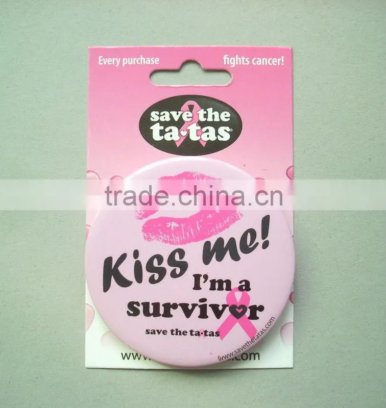 Custom made button plastic badge / cheap pin plastic badge