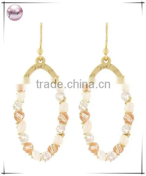 Rhodiumized Blue Glass Crystal & Cream Synthetic Pearl Fish Hook Oval Dangle Earring Set