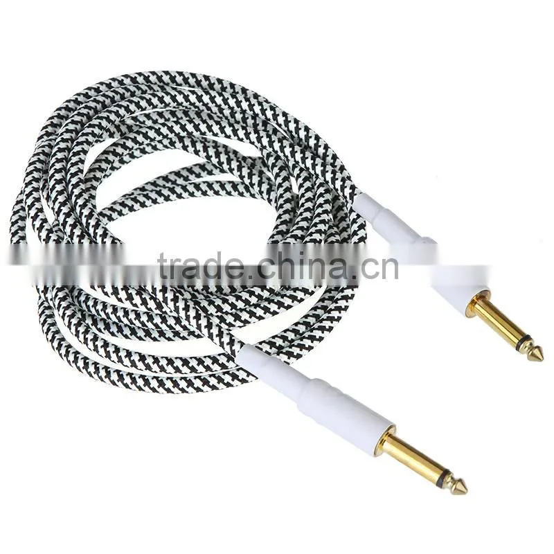 3M/10FT Black & White Cloth Braided Tweed Guitar Cable Cord