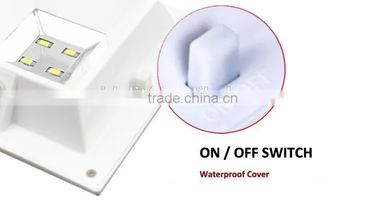SL-4LFL 4led white square IP65 PIR sensor solar light for garden