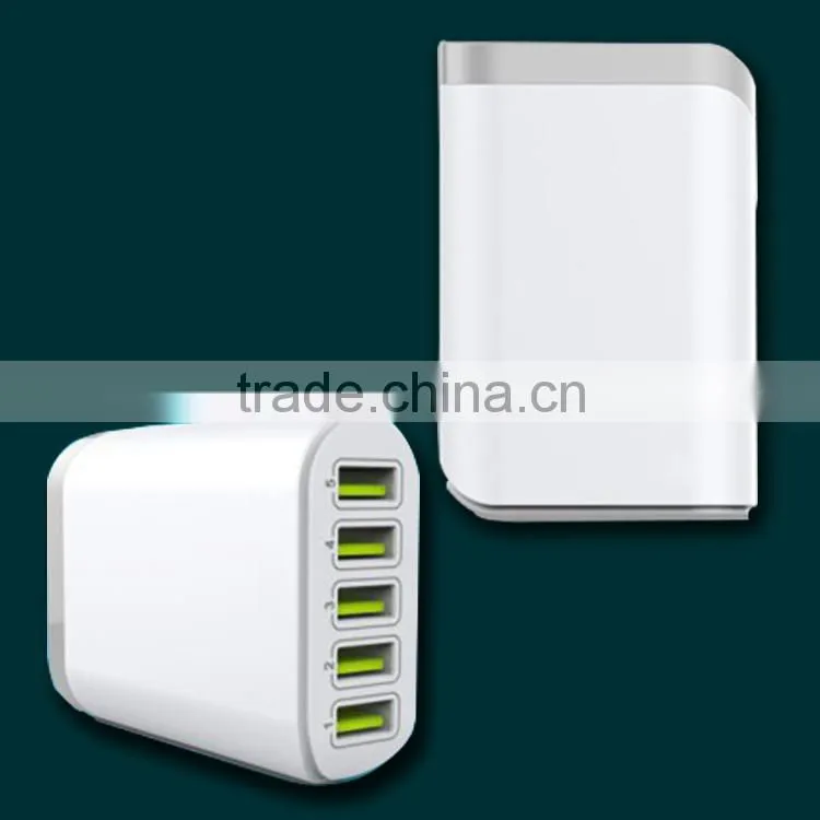 2015 hot new 6 ports usb intelligent Super fast flat mobile phone battery charger