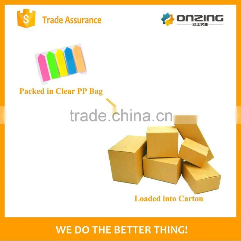Onzing good quality arrow&strip-type shaped sticky notes with pet