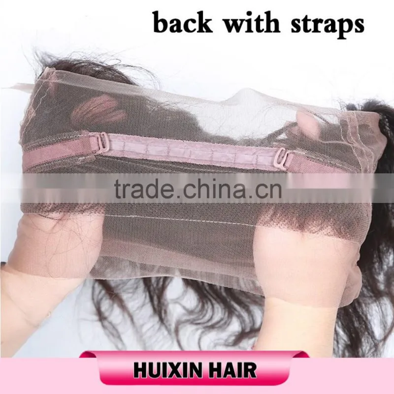 Natural wave Peruvian virgin hair 360 lace frontal with lace band ,lace frontal