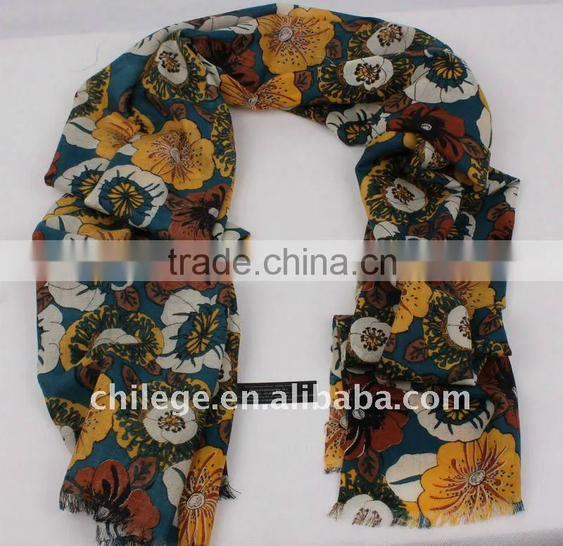 wool floral printed pashmina scarf shawl