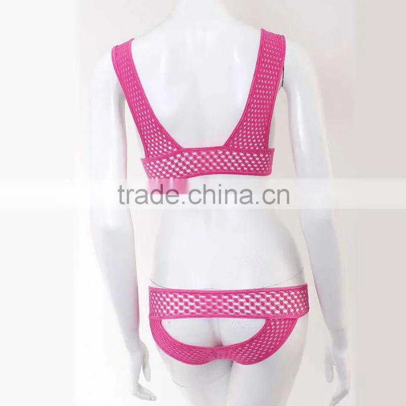 2PC set deep pink sexy adult lingerie