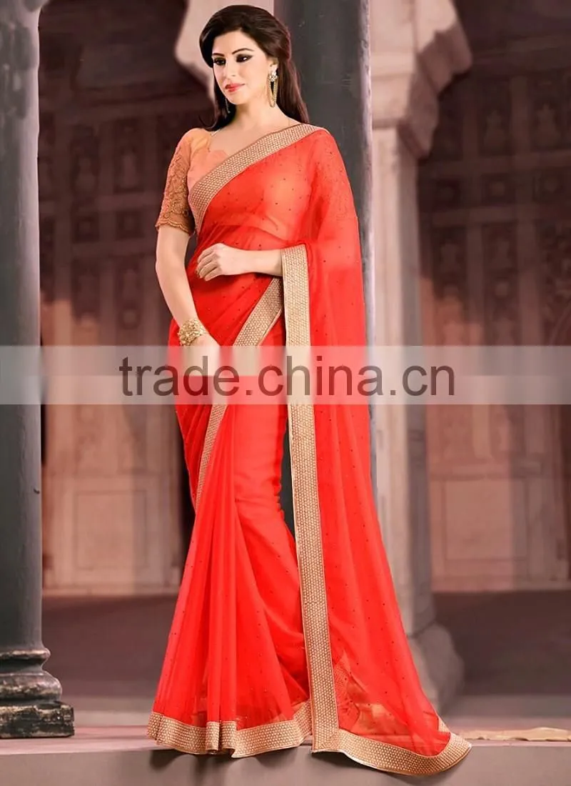 Pink Georgette On Net Lehenga Saree