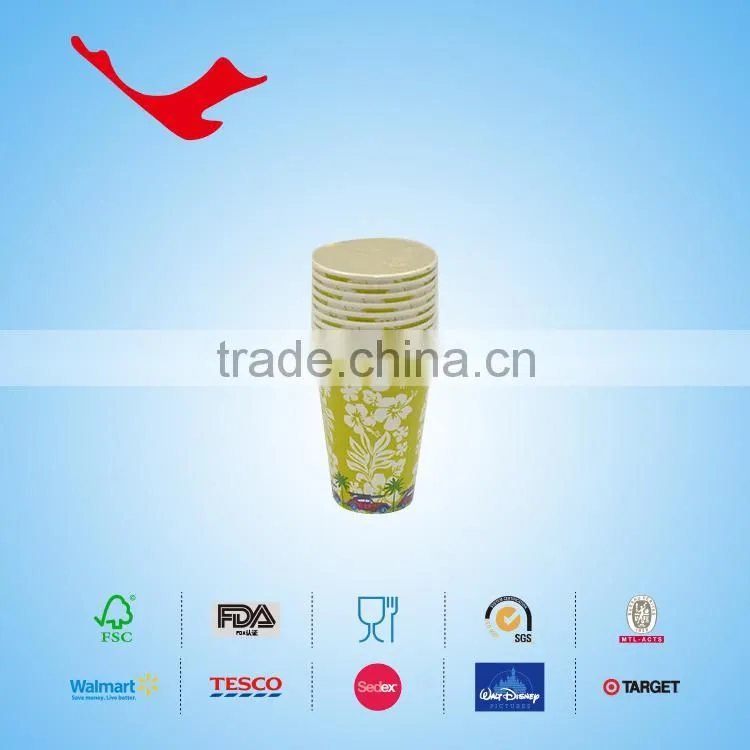 9oz(high) PE coated Single wall disposable paper cups with Printing