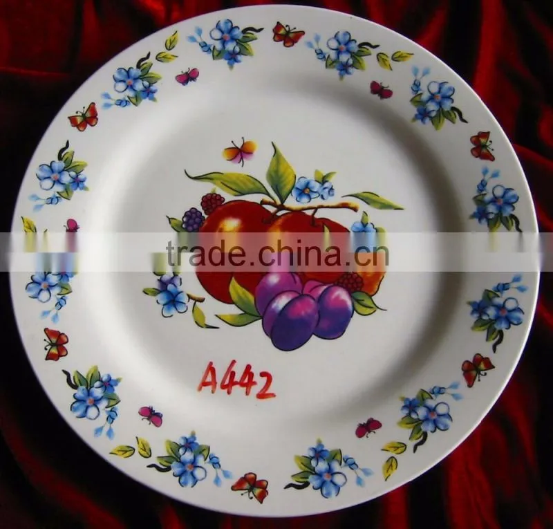 10.5 cheap porcelain dinner plate three flower decoration