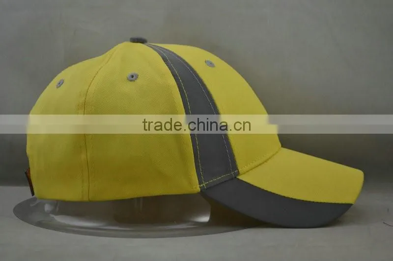 safety hat with light reflecting 3M cap neon yellow and silver hat