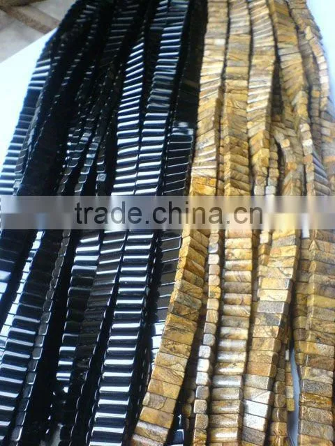 Hot seller Semi precious stone loose beads picture jasper rectanguar
