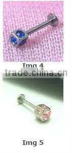 Labret with flame ball lip ring stud body piercing jewelry