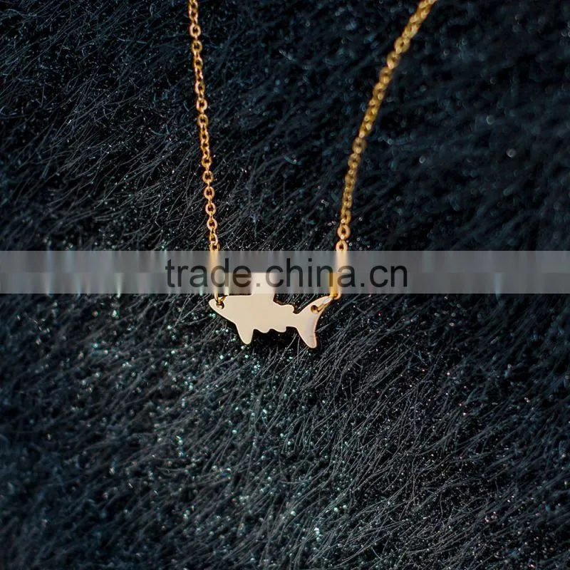Stainless Steel Small Size Interchangeable Gold Shark Pendant Necklace