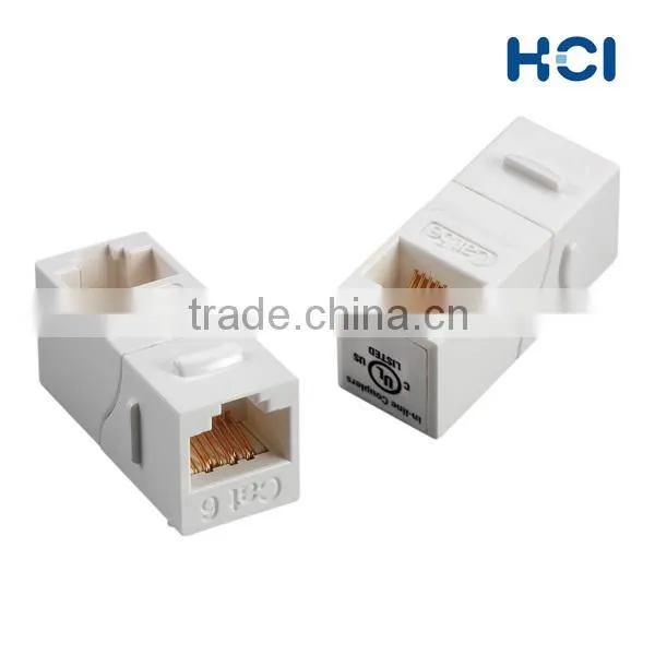 Taiwan Supplier UL RJ45 Cat6 90 Degree Unshielded UTP Straight Keystone Coupler