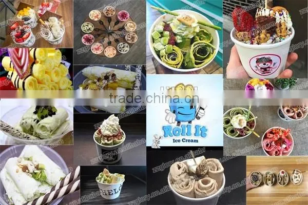 Fruit Flavor Ice Cream Roll from Thailand Fried Ice Cream Machine