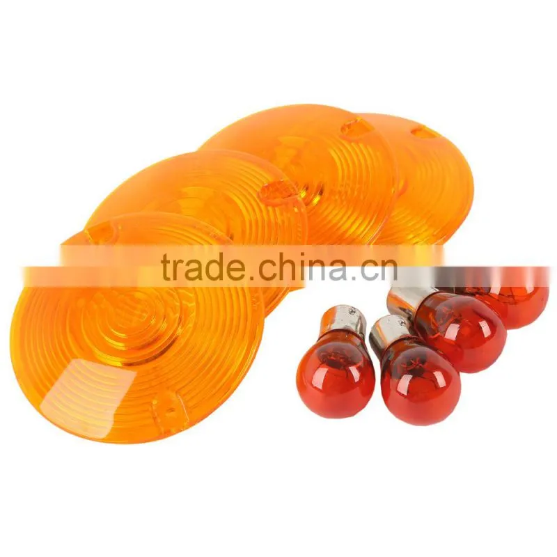 Orange ABS Turn Signal Lens Bulbs For Touring FLT FLHR FLSTC FXRD FXRT