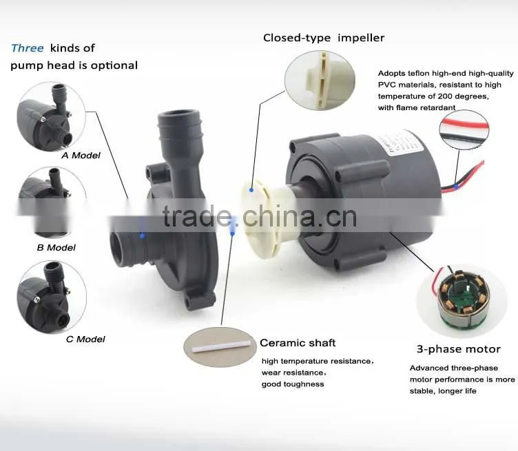 Circulation DC brushless 12v 24v cooling capacity chiller pump