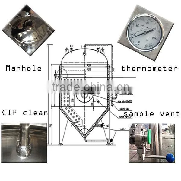 professional customized 500 gallon beer fermenter