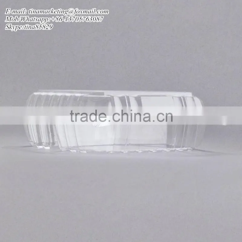 Clear Hinged BOPS Plastic Food Service Box Multi Compartment Clamshell Food Container