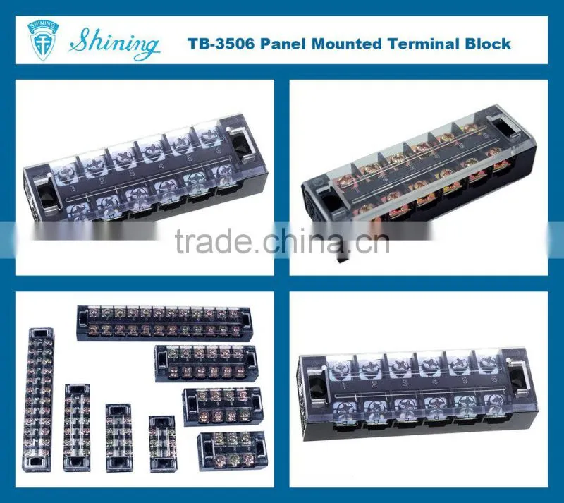 TB-3506 Panel Mounted M4 Screw 35A 6 Pin Barrier Cable Connector