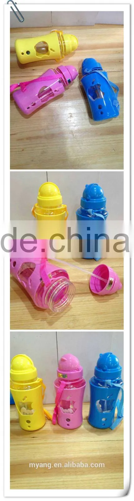 2015 wholesale children space water bottle with straw/BPA free plastic water bottle with straw