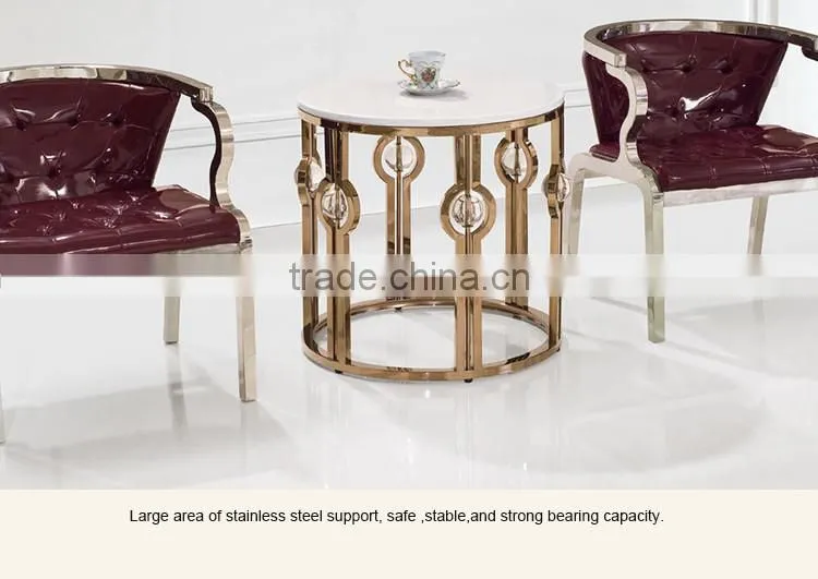 D366 Hot Sale Marble Top Round Gold Side Table