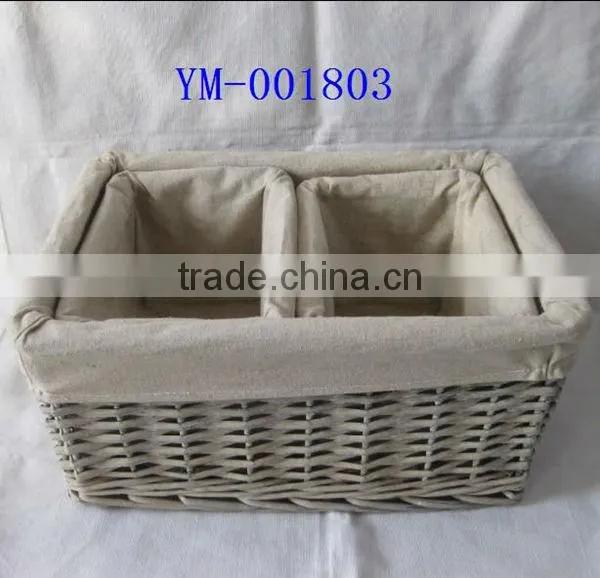 Rectangular Wicker Basket with Fabric Liner
