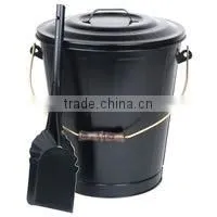 Fireplace Tools Metal Black Coal Bucket Ash Holder With Metal Shovel