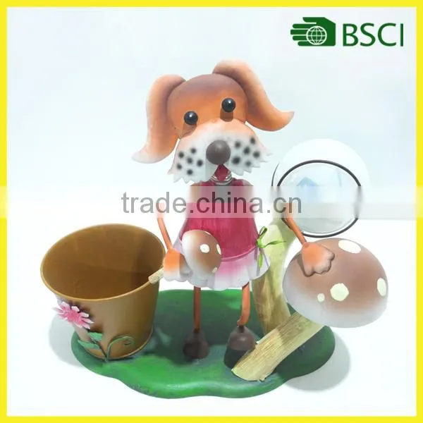 YS15121 Metal dog planter solar led flower pot light