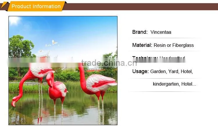 large outdoor garden decoration resin craft fiberglass flamingo statue