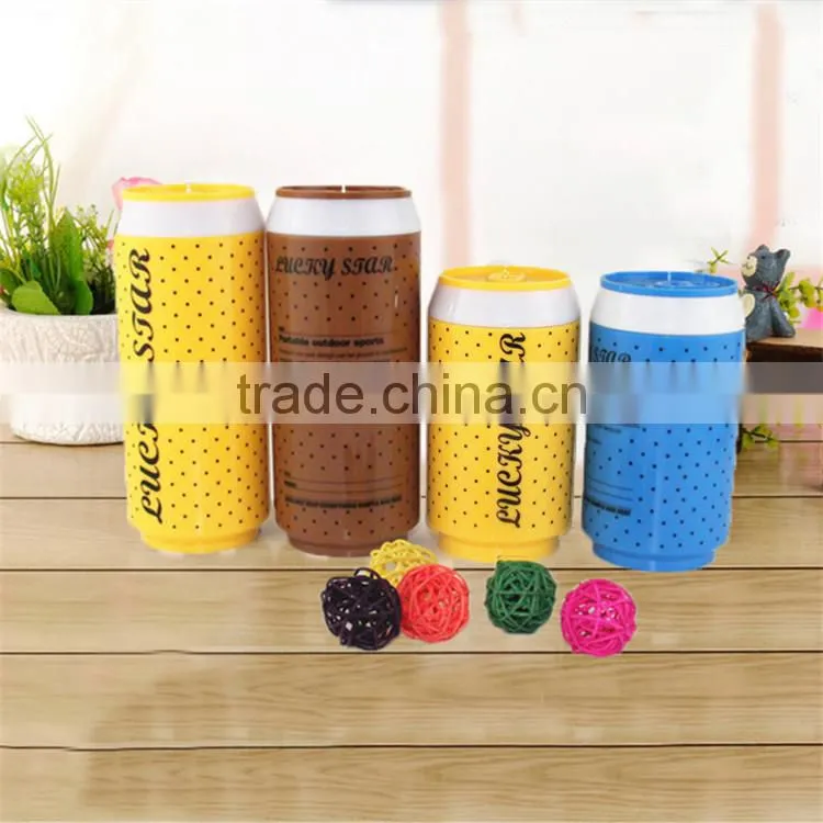 2017 Customized according to customer logopop-top can plastic cans bottle PC anti leak sport bottle