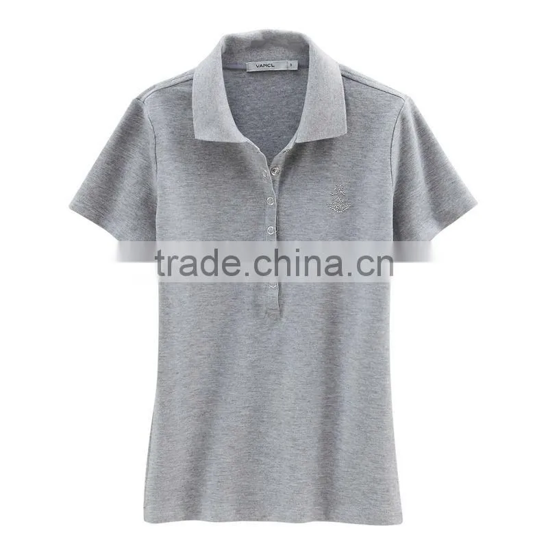 Ladies trendy stretchable pique slim cut basic polo shirts