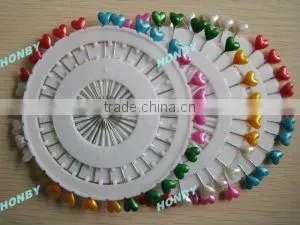 55mm long colorful heart head design pearl moslem hijab pin