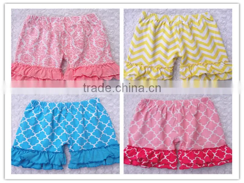 2016 china yiwu product and wholesale and EXW price cotton shorts with rufffle for baby kids for summer and sport wearing