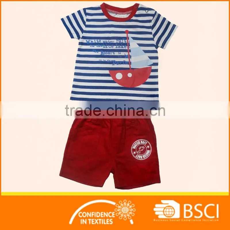 Baby Boy Summer Navy Stripe T Shirt& Red Short Clothing Set